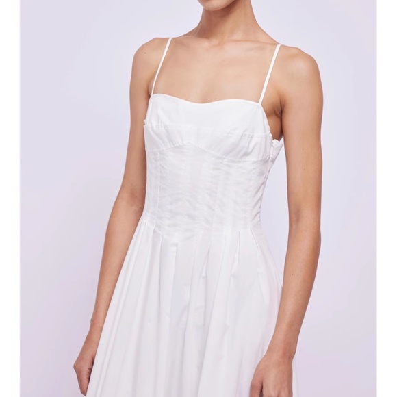 BEST SIMKHAI Kittiya Midi Dress - White Ivory Vacation Summer Causal Cotton - Picture 5 of 11